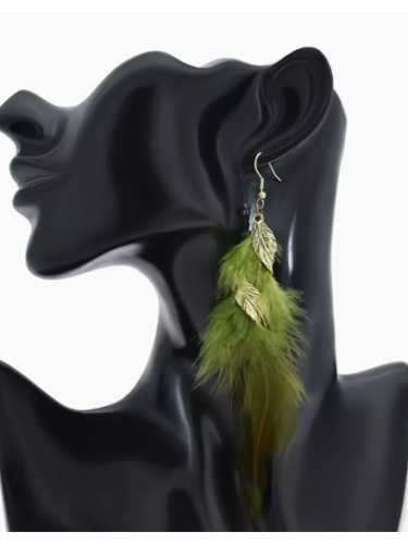 European and American retro Bohemian earrings, alloy feather tassels, long ear chains, Indian minority earrings