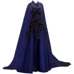 Brilliant starry sky, blue veil, queen's annual meeting, runway show, stage performance, host's wedding dress, evening gown
